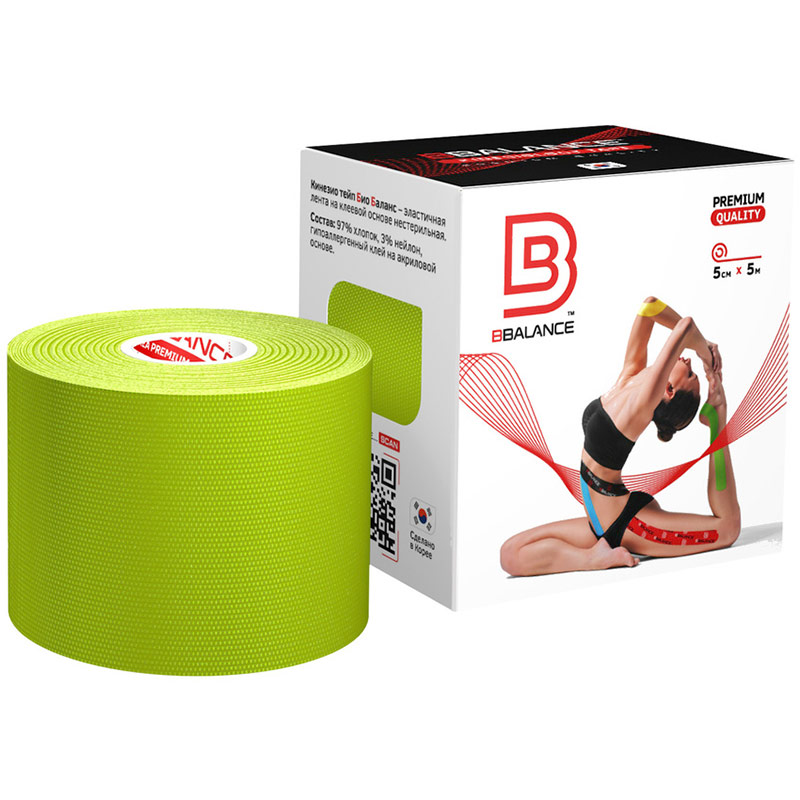 Кинезио тейп Bio Balance Tape Premium Quality 5см х 5м лайм