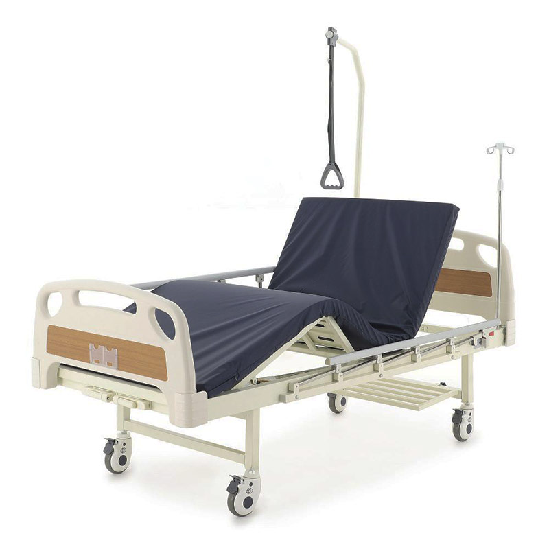 Кровать медицинская Med-Mos механическая E-8 с матрасом, боковыми ограждениями, полкой и доп.фиксатором