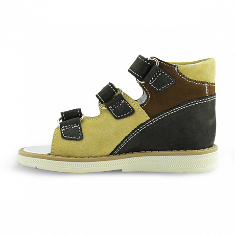 Сандали ортопедические Ортобум для мальчиков 25057-10 темно-коричневый/бежевый. Изображение 2 из 2